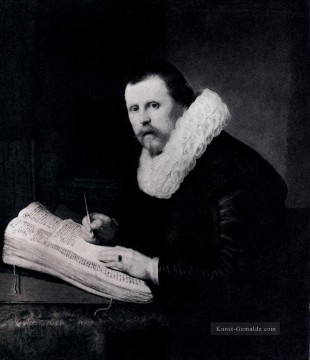 Junger Mann an seinem Schreibtisch Porträt Rembrandt Ölgemälde